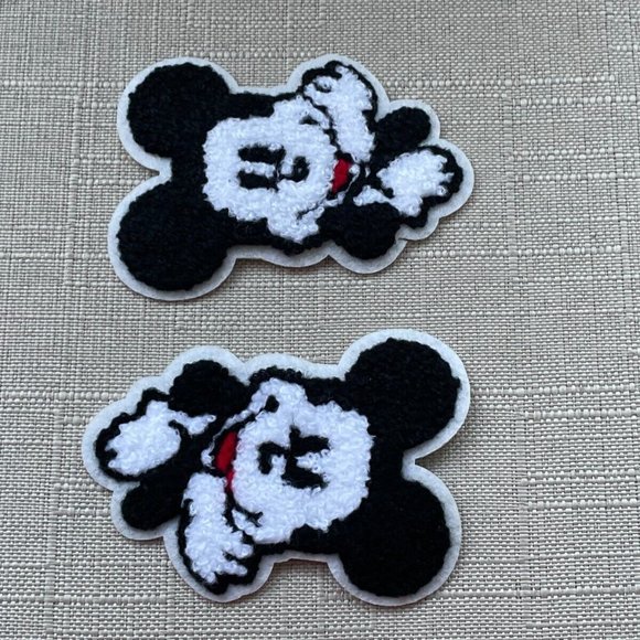 Iron On Patches Lot of 2 Patches BlackWhite Tone Embroidery Patches - Picture 5 of 7